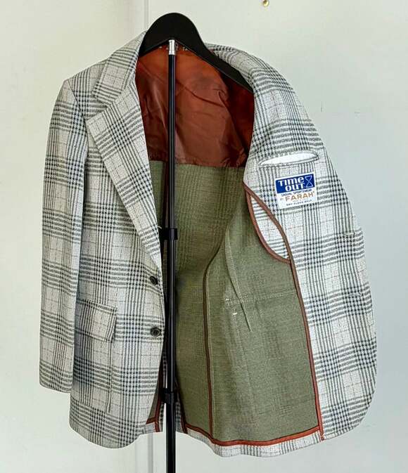 Vintage 1970s Time Out by Farah Plaid Sport Coat Blazer Made in USA - Picture 7 of 10
